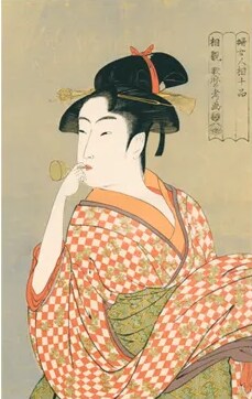 喜多川歌麿「ポペンを吹く娘」