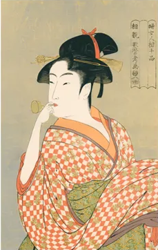喜多川歌麿「ポペンを吹く娘」