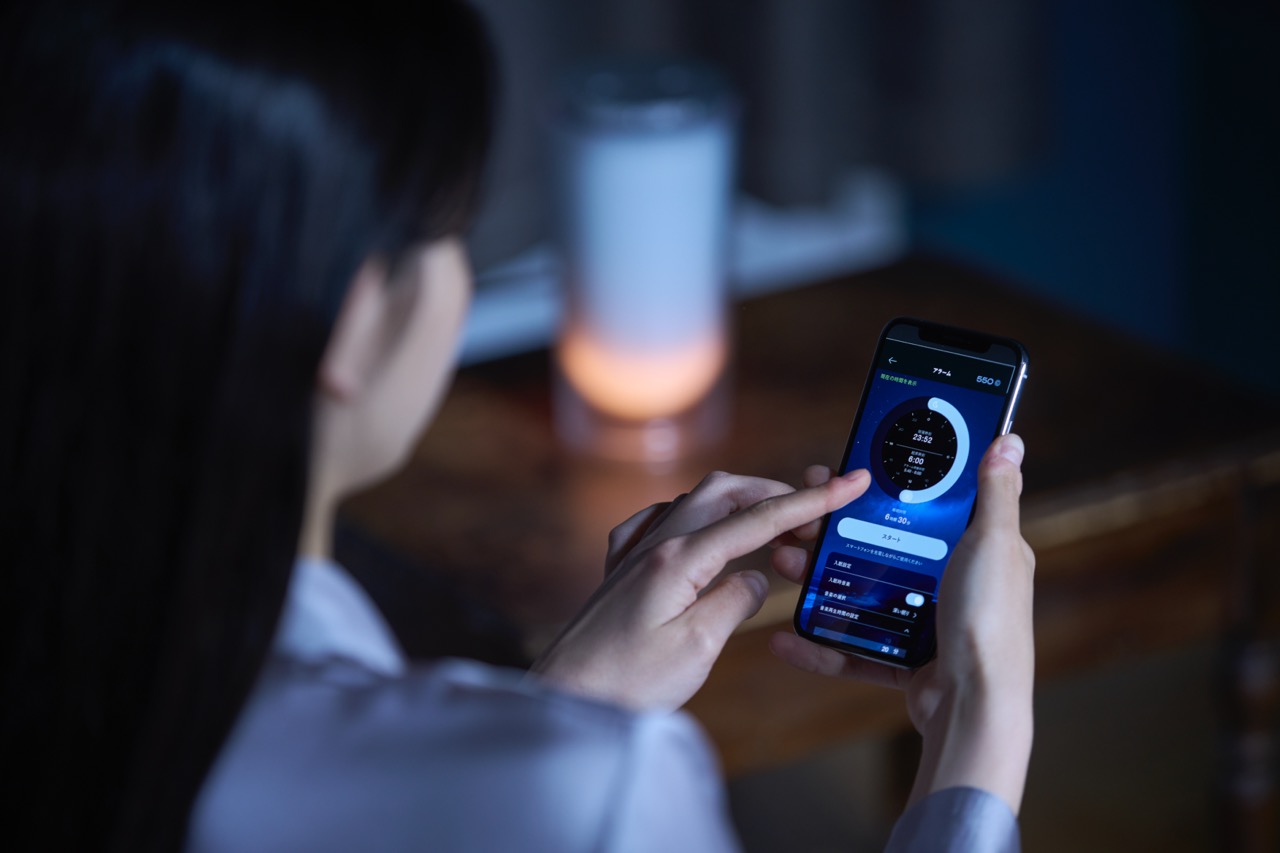 2，起床時間、 リラックスサウンドを選択