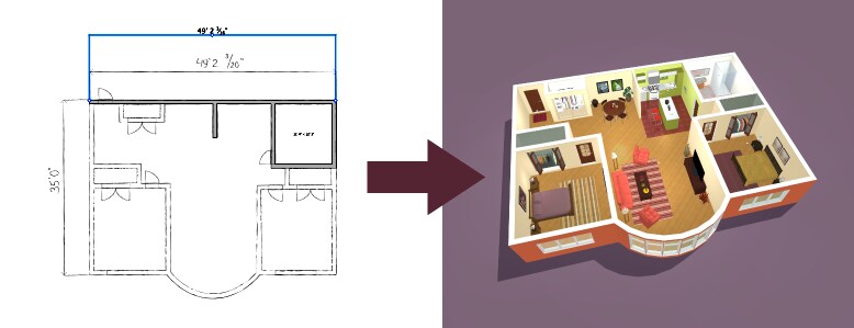 3D画像を平面図から自動作成