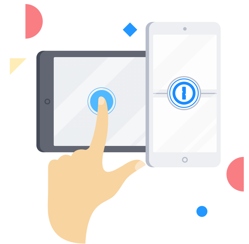 タブレットに指でタッチしているイラスト