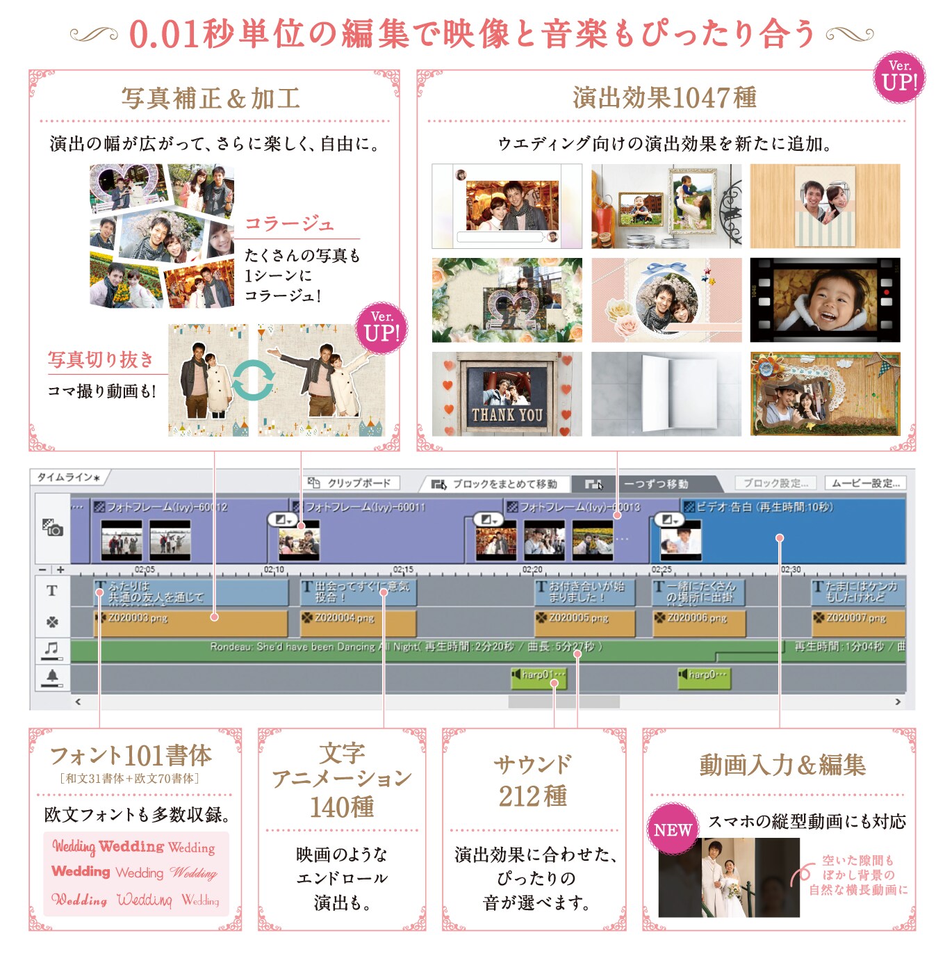 0.01秒単位でこだわれるタイムライン編集
