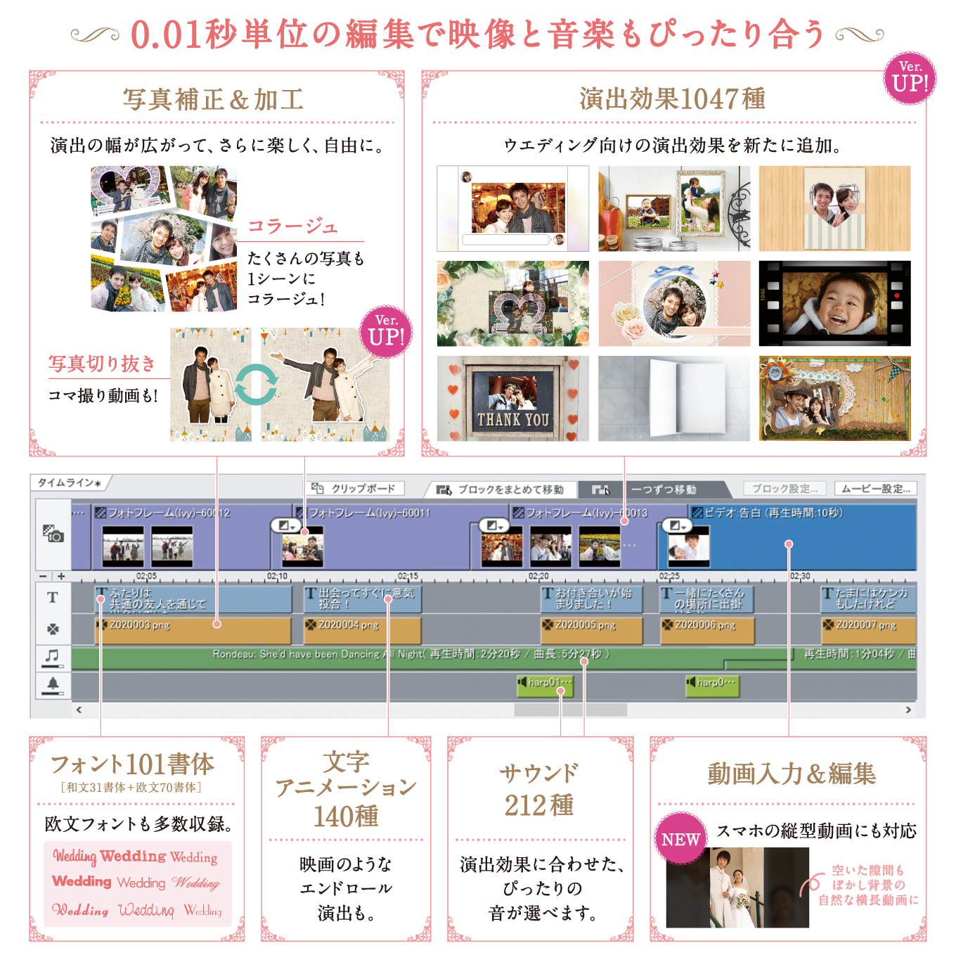 0.01秒単位でこだわれるタイムライン編集