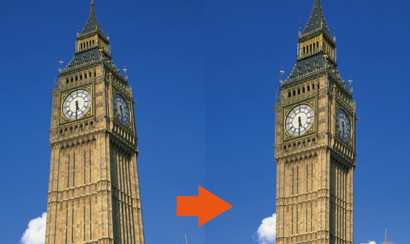 建物などの歪みも補正