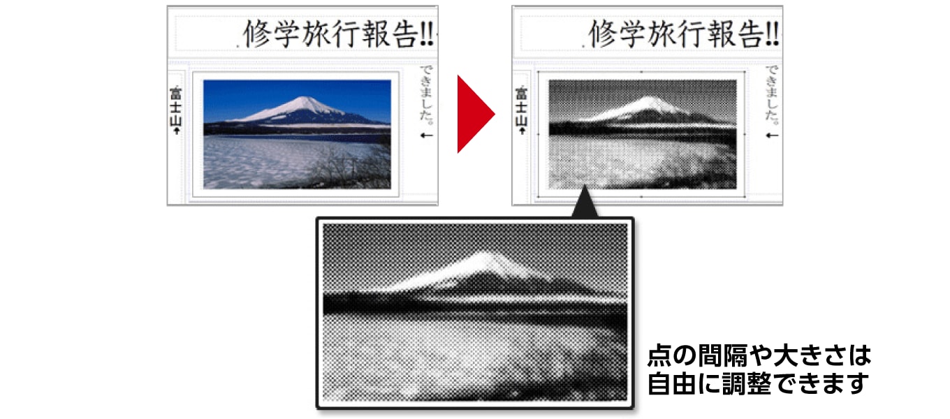 網点風に加工した写真の比較