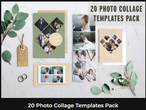 20枚の写真のコラージュテンプレートパック