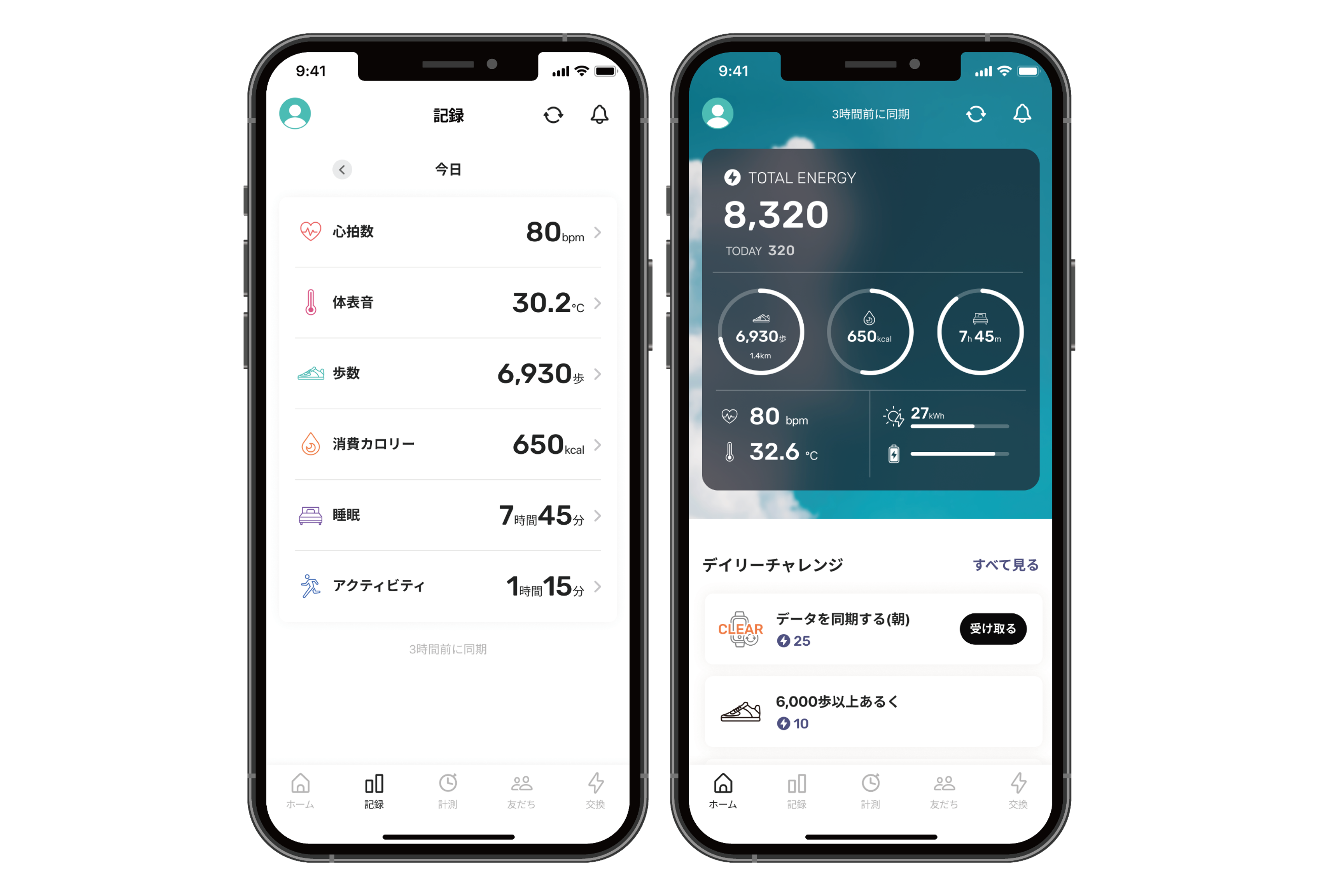 5種類の健康データを計測
