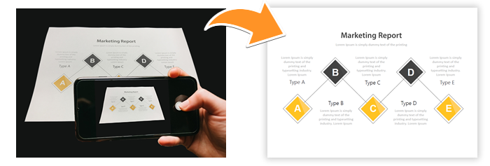 カメラで書類をスキャン