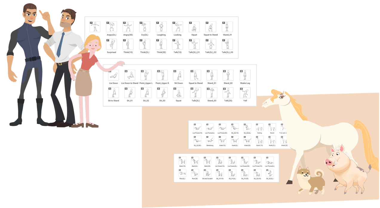 豊富なモーションライブラリ