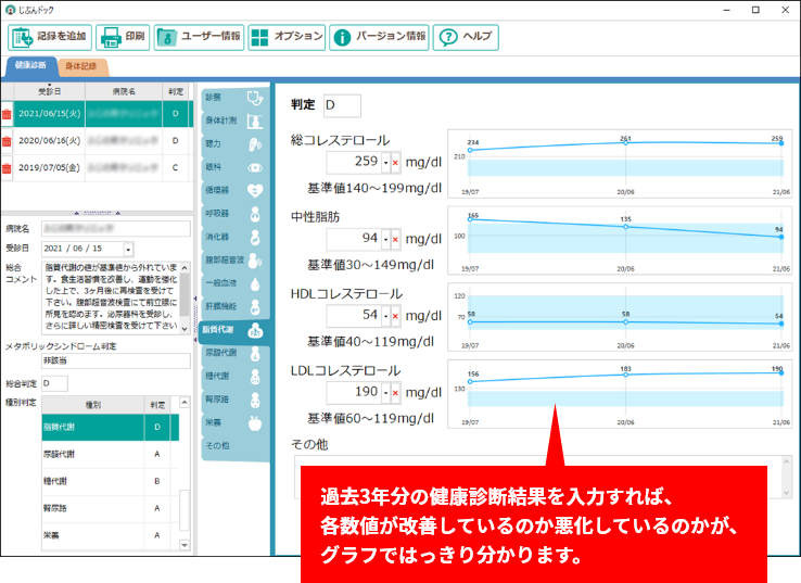 まずは過去の健康診断結果を転記