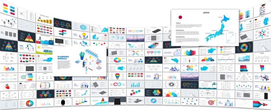 3,000点収録。膨大なテンプレート