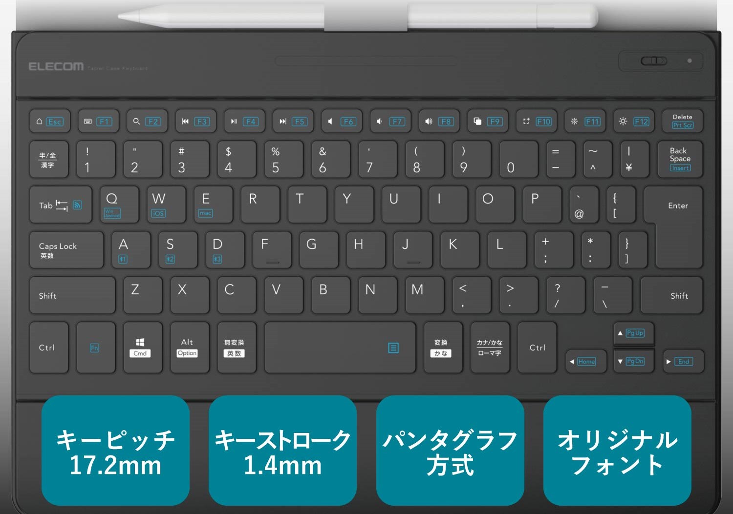 閉じればタブレットケースになる「ワイヤレス キーボード