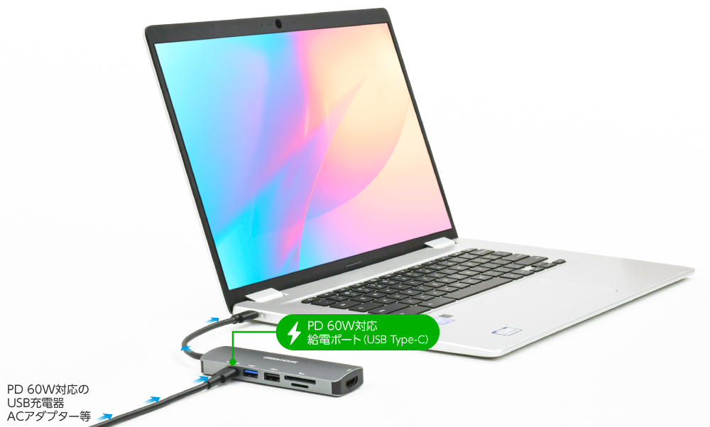 パソコン本体への電源供給に対応