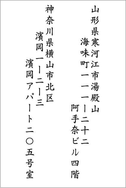 長い住所も綺麗に配置の画像