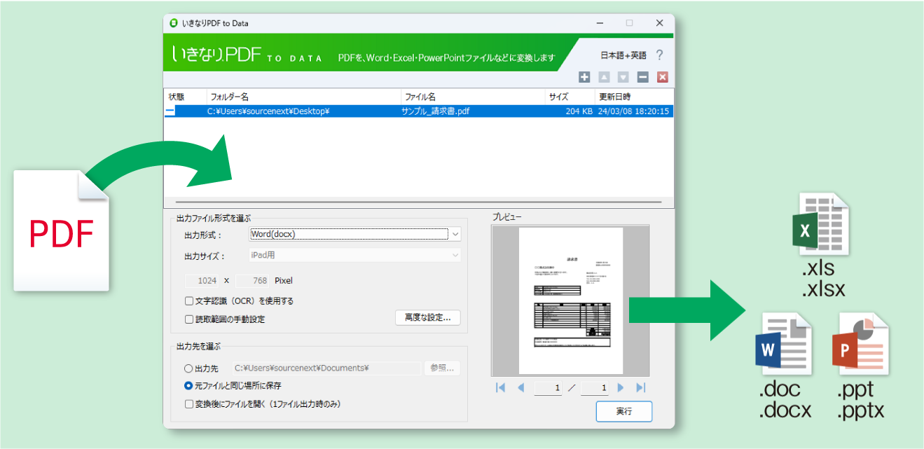 さまざまな形式に変換