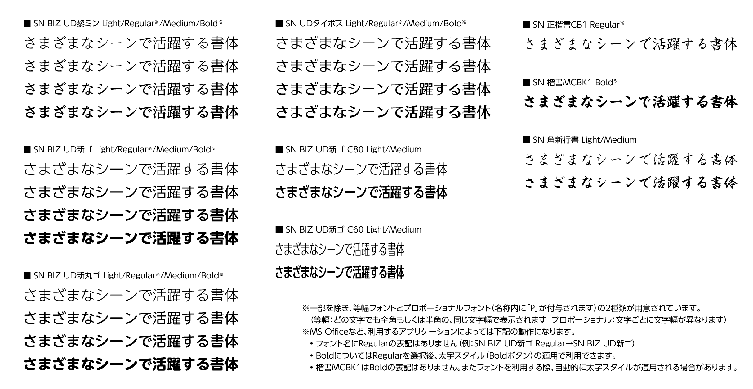 ビジネス必勝フォント24 書体 ラインナップ