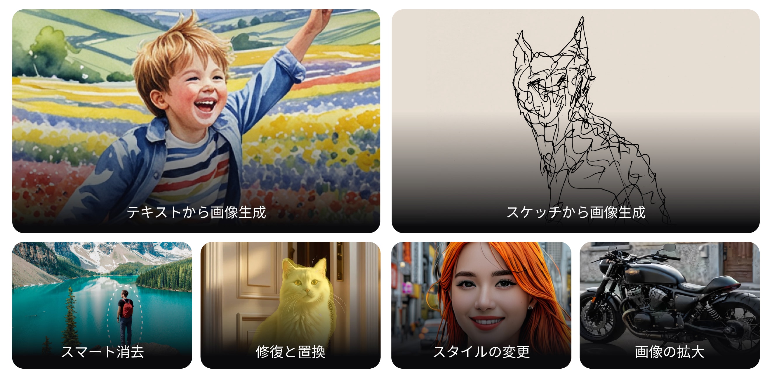 簡単に使える6大機能を搭載した、AI画像生成