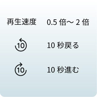 再生速度の調整や10秒送りも