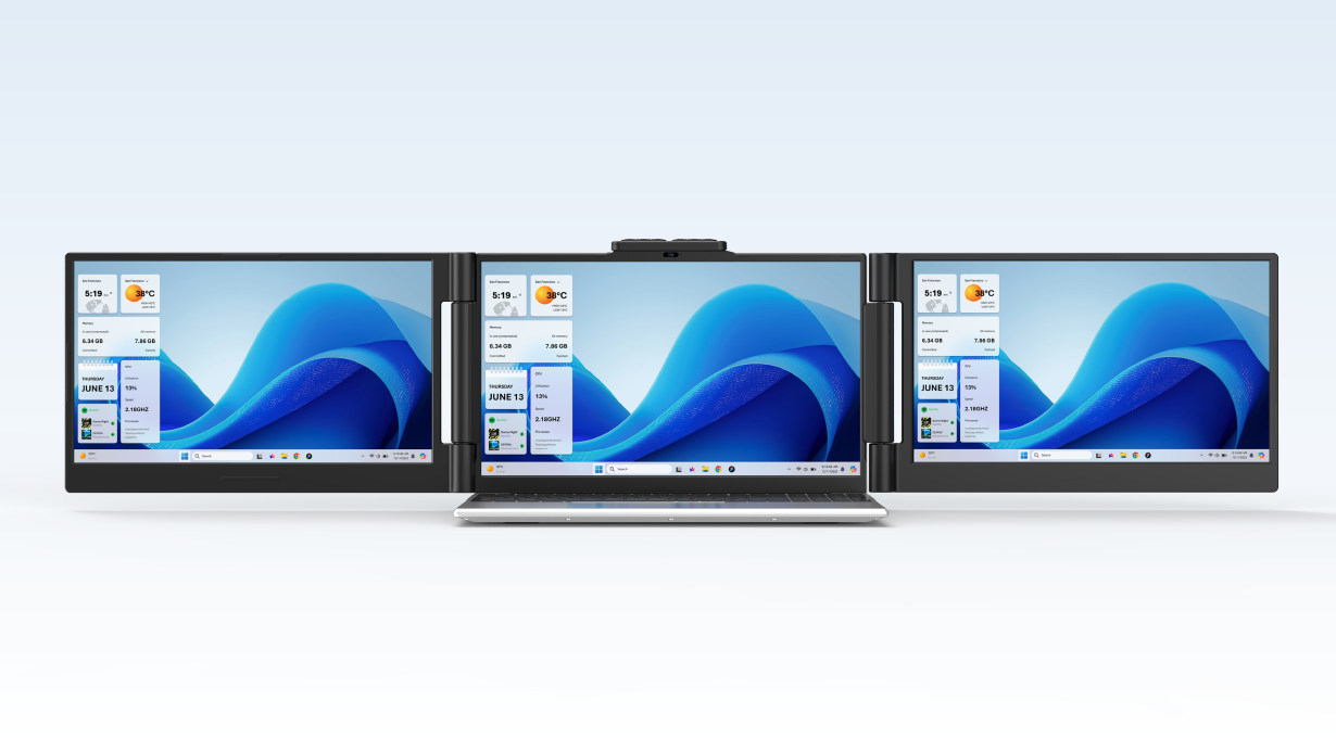 ノートPCでも、3画面の広々とした作業環境を実現