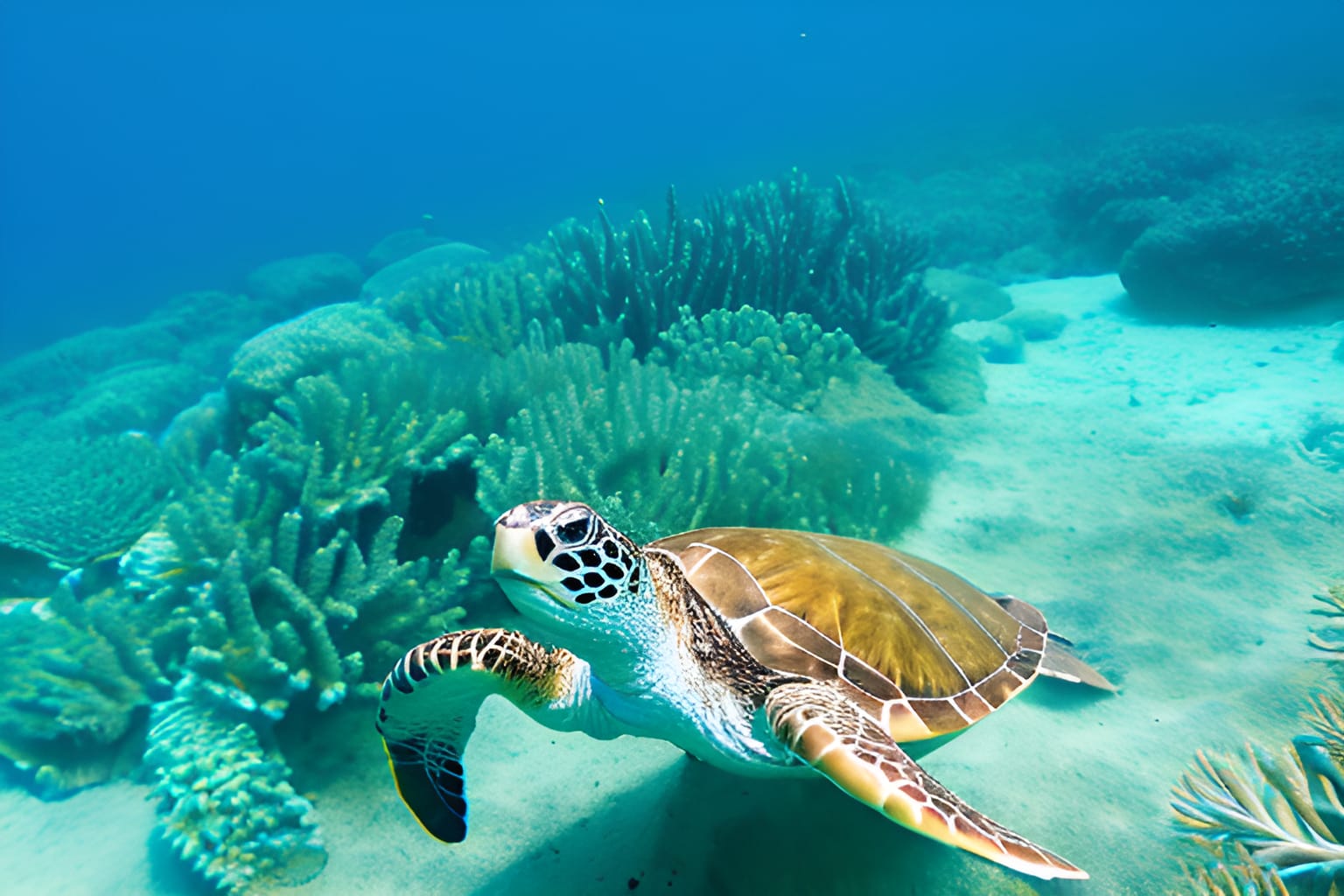 海で泳いでいる亀