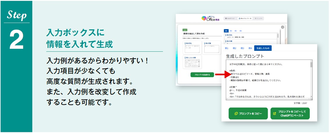 入力ボックスに情報を入れて生成