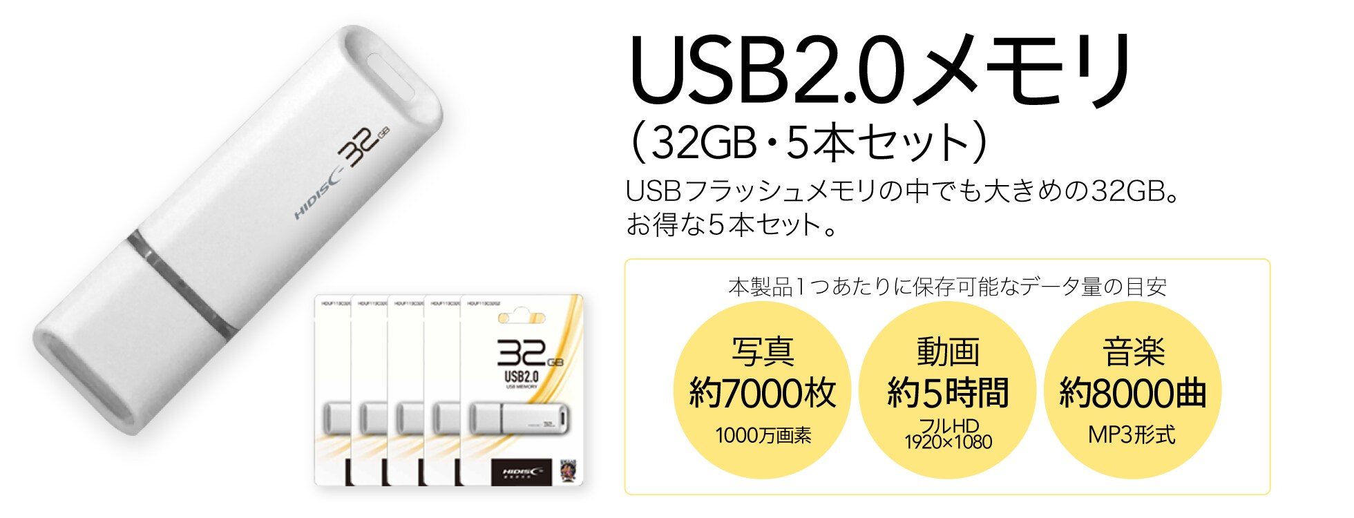 USB2.0メモリ（32GB・5本セット）