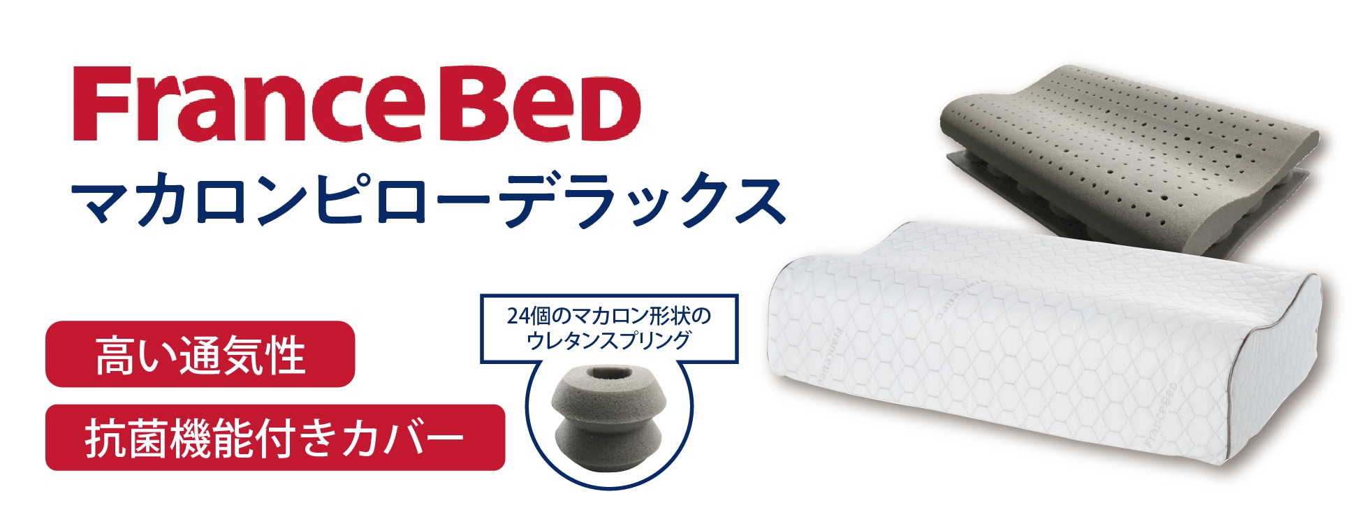 フランスベッド マカロンピローデラックス -理想的な寝姿勢に導く
