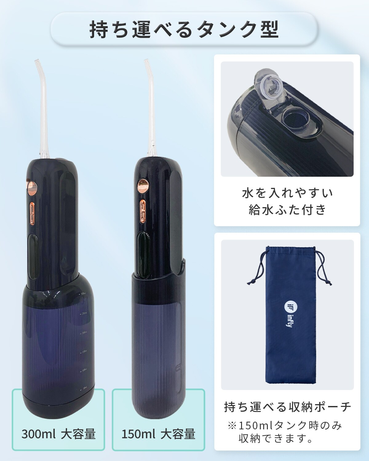 持ち運びに便利なタンク型