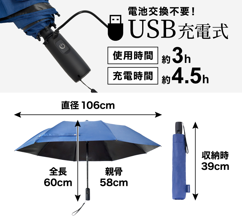 ファン付き折りたたみ日傘｜ソースネクスト