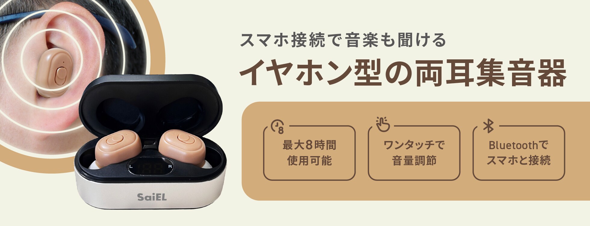 イヤホン型の両耳集音器