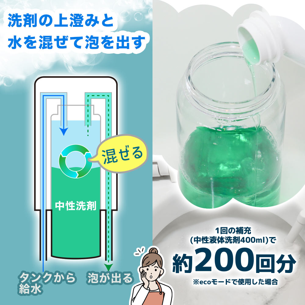 中性洗剤を自動で薄めて使用