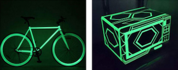 電気や日光で光を溜めて暗闇で光る