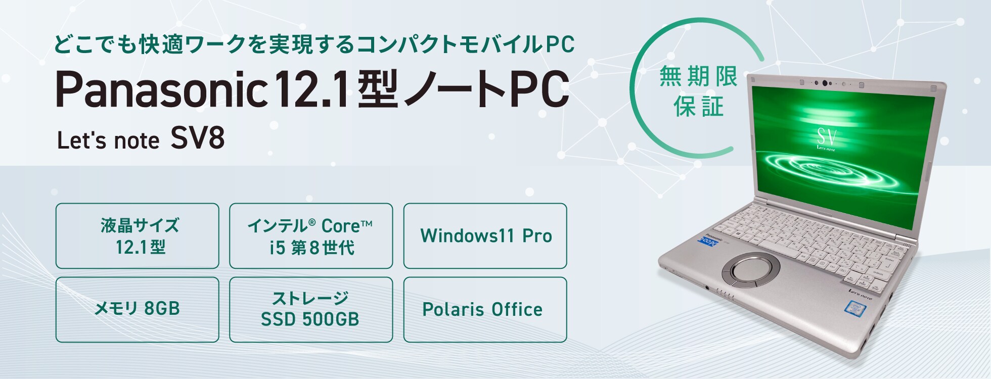 【無期限保証】Panasonic12.1型ノートPC（Let's note SV8）