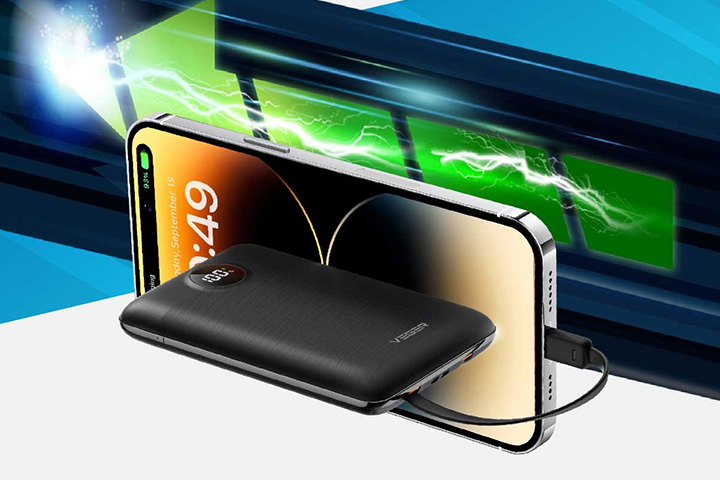 2ケーブル内蔵モバイルバッテリー（10000mAh）｜ソースネクスト