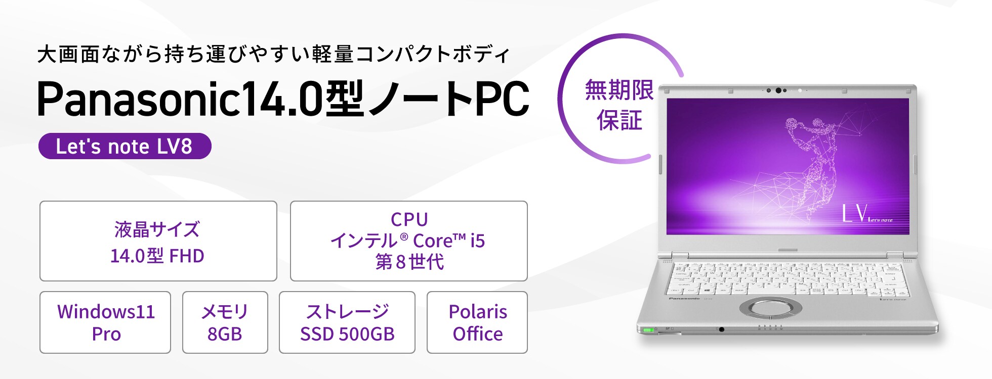【無期限保証】Panasonic14.0型ノートPC（Let's note LV8）