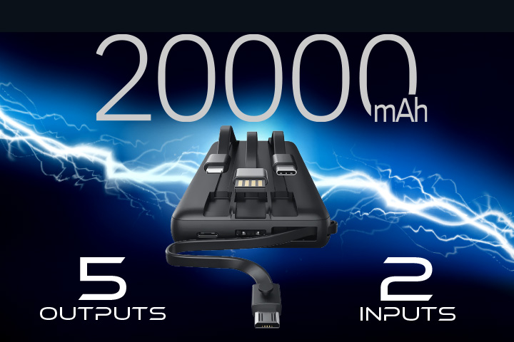 20,000mAh大容量バッテリー