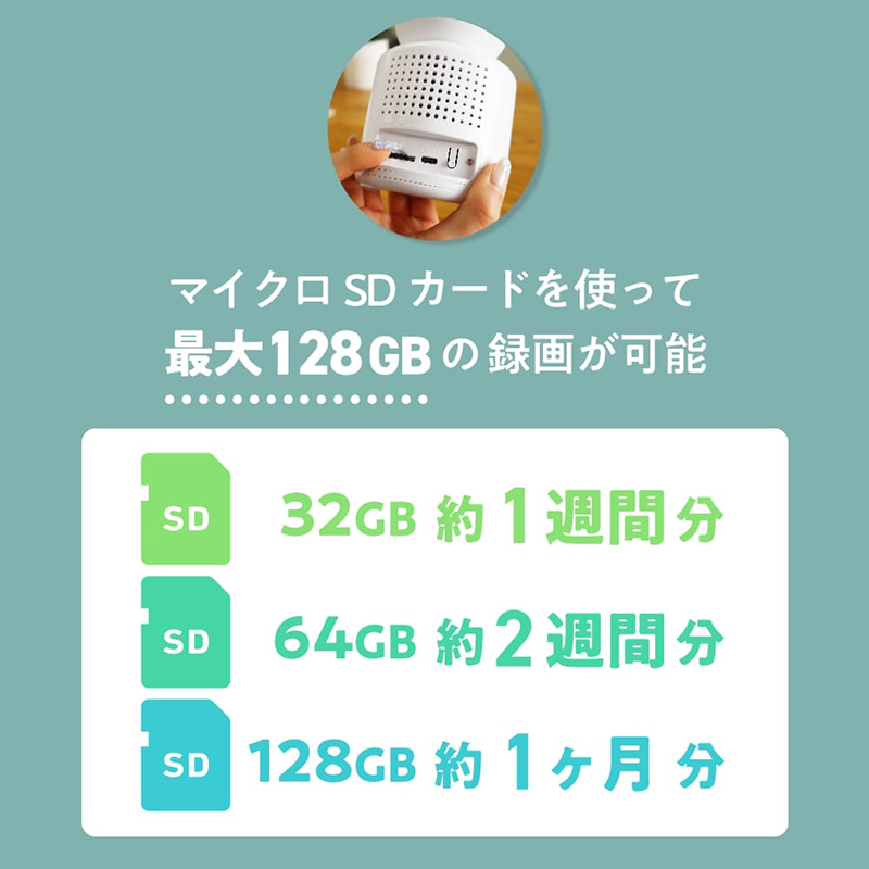 約1ヵ月分の映像を録画保存できる