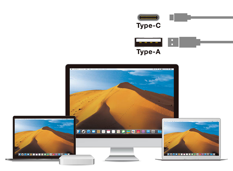 全てのMacにケーブル1本で接続