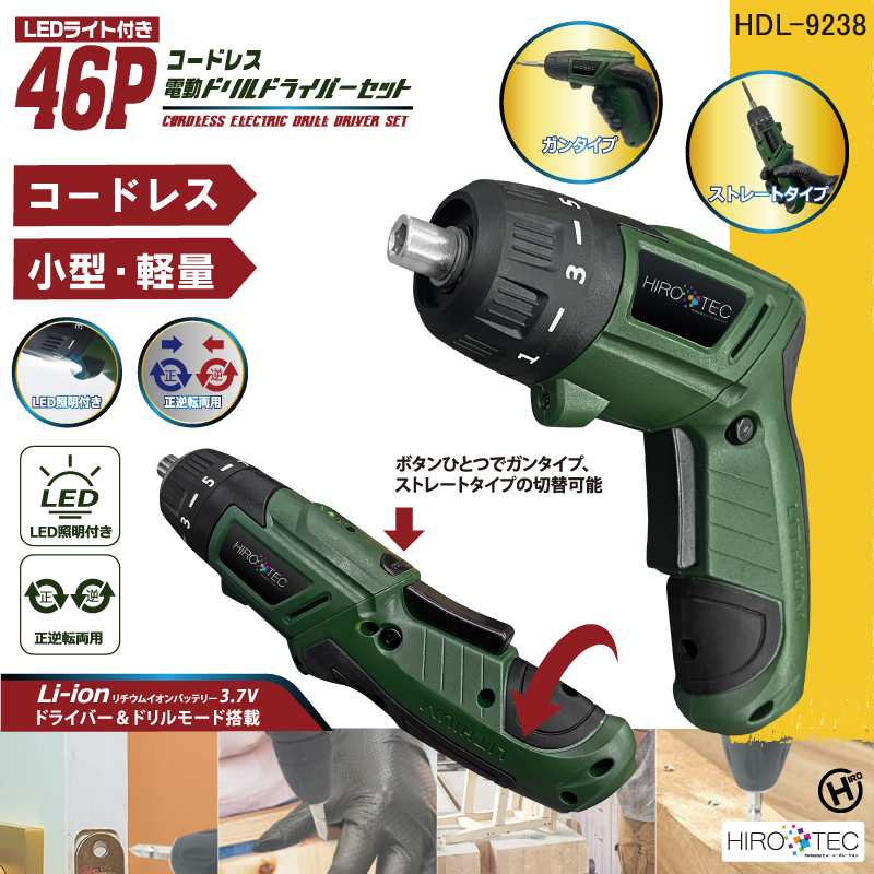 46Pコードレス電動ドリルドライバーセット｜ソースネクスト