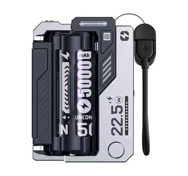 交換式だから、どこでも即復活。5000mAh×2個付属で長時間の外出も安心。