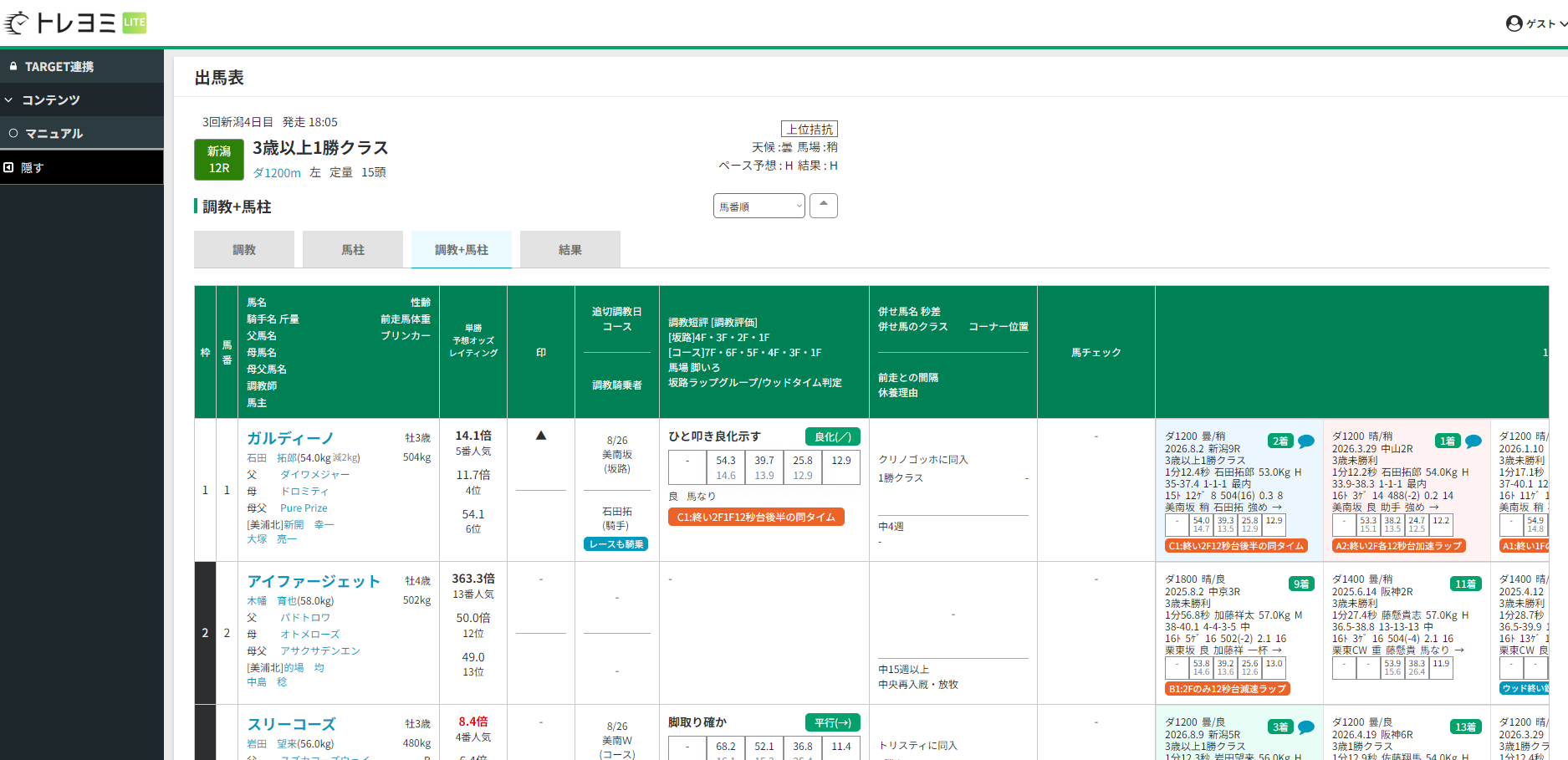 調教データから勝ち馬を予想