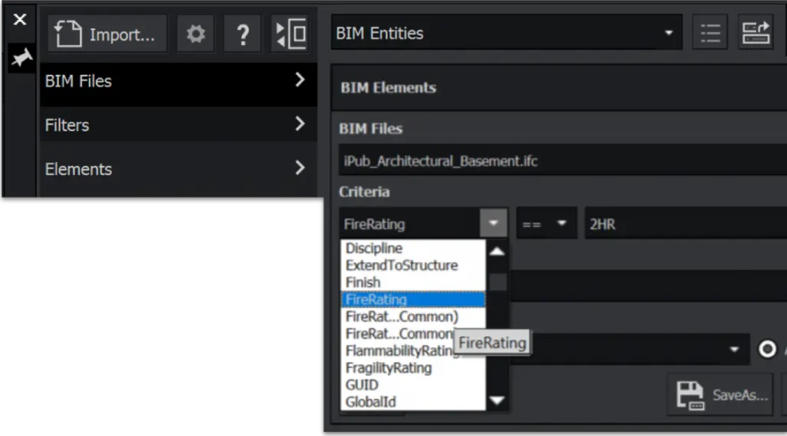 BIM情報をフィルタリングする