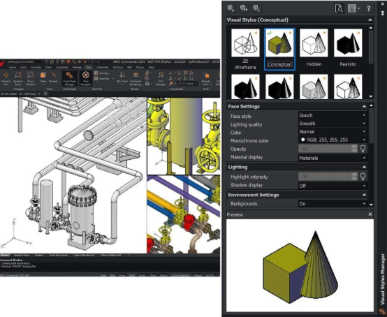 3D ビジュアル スタイルのサポート