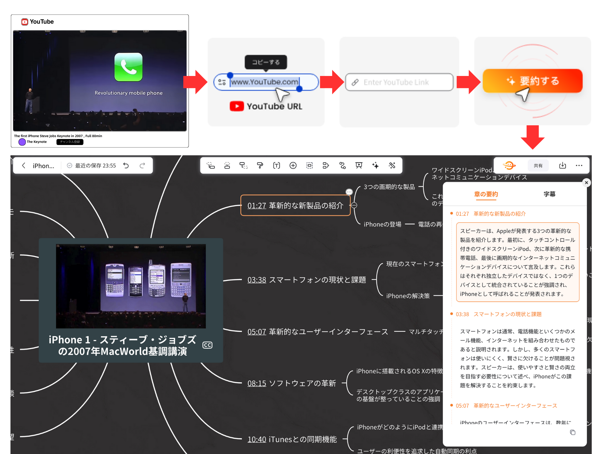 1時間のYouTube動画や音声を最短1分で把握できる