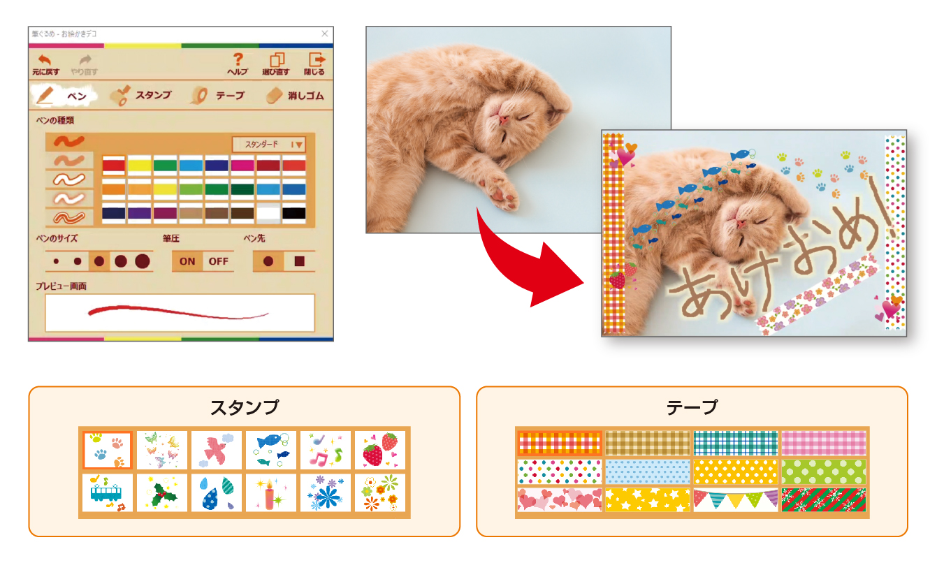 直接かける”お絵かきデコ”