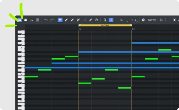 MIDIマルチ・オブジェクト編集