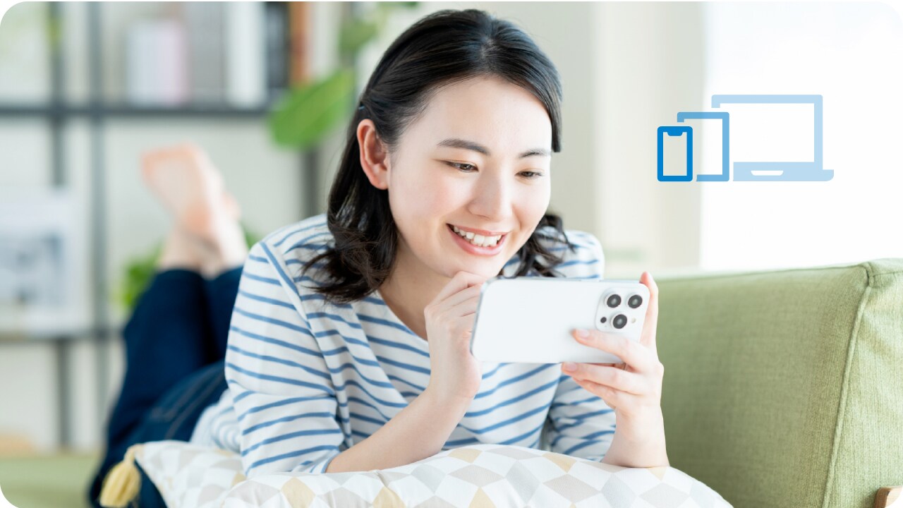 録った動画は、スマホやタブレットでも再生できる