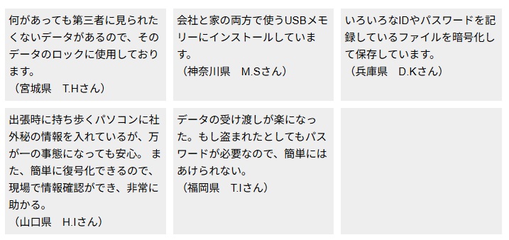 お客様の声 (LB ファイルロックシリーズ)