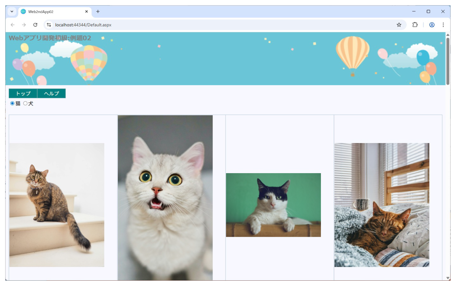 【例題2】DataList、フォルダ内画像、ラジオボタン、UpdatePanel
