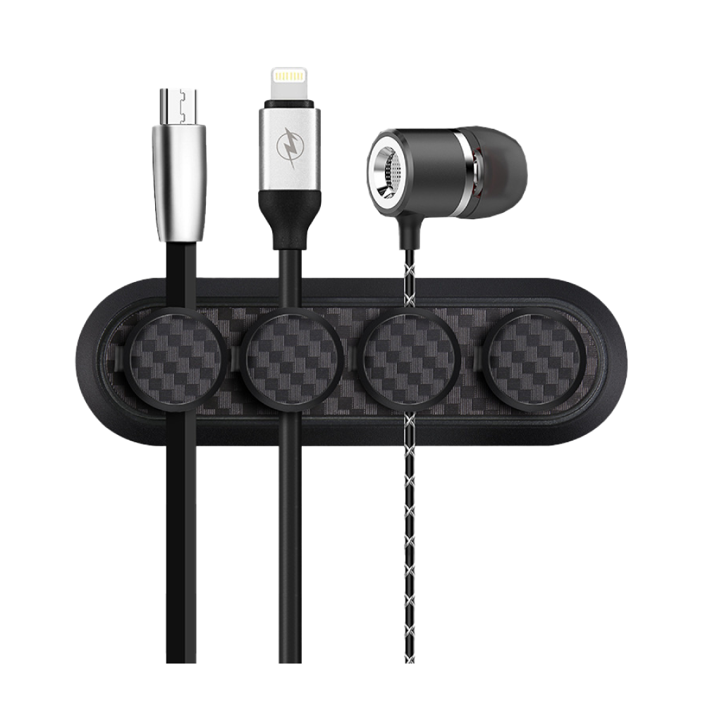 カーボン調マグネットケーブルクリップ 3個セット｜ソースネクスト